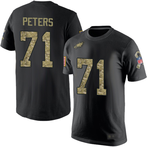 Men Philadelphia Eagles #71 Jason Peters Black Camo Salute to Service NFL T Shirt